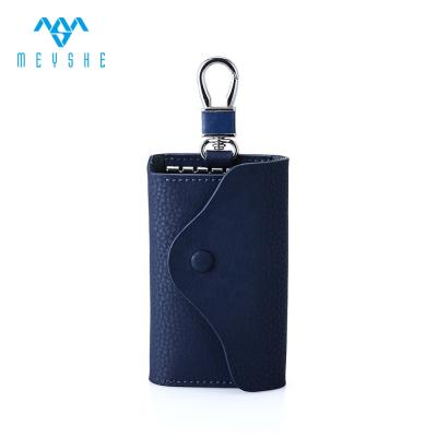 China NATIONAL Genuine Leather Car Key Case Holder Wallet Navy With Metal Ring Hot Sales Pebble 15-18days Embossed National 3-5days 100pcs for sale