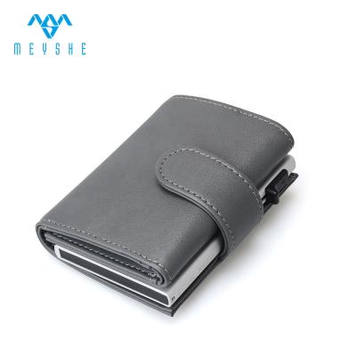 China NATIONAL Universal Cover PU Leather Pop Leather Auto Aluminum Clutch Card Holder Purse for sale