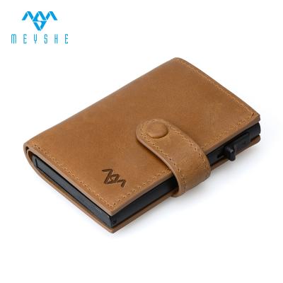 China Crazy Horse Leather RFID Blocking Custom Noise Up Card Holder Wallet for sale