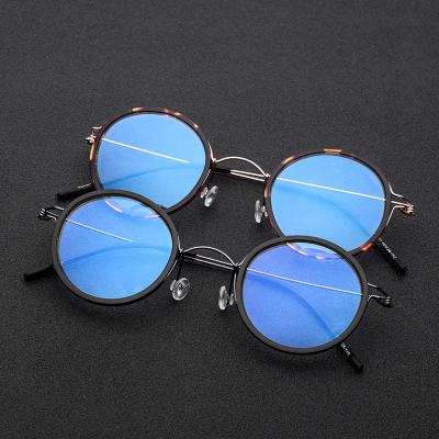 China For Round Reading Glasses Acetate Titanium Retro Frame Anti Blue Light Blocking Reading Glasses for sale