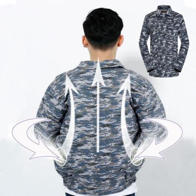 China 2022 QUICK DRY Air Conditioned Clothes Summer Long Sleeve Outdoor Fan Gray Camouflage Color Unisex Rechargeable Sunscreen Jacket/Coat for sale