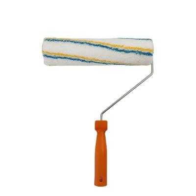 China High Quality Paint Blue and Yellow Stripe Long Hair Paint Roller with Plastic Handle in Brush Maker for sale