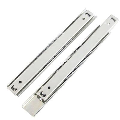 China Double Sliding Mini Metal Open Drawer Slides Traditional 27MM Two Way Steel Guide For Drawers Jieyang Factory Customized for sale