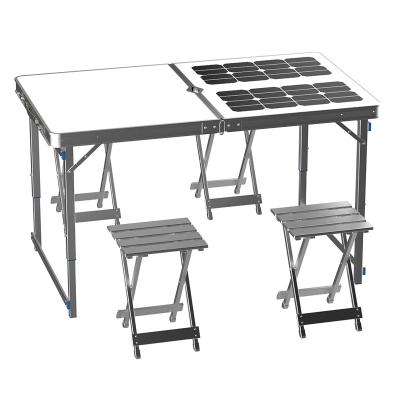 China Aluminum+Plastic Folding Picnic Table Plastic Camping Smart Solar Table For Travel for sale