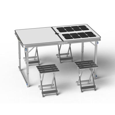 China folding table solar picnic table with battery for travel camping 210mmx210mm for sale