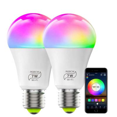 China Clear PBT+Aluminum RGB LED A60 Candle Bulb Color Changing Alexa wifi remote light for sale