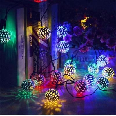 China Landscape Decoration LED Moroccan Ball Solar Garden String Lights Lamp for Outdoor Christmas Party for sale