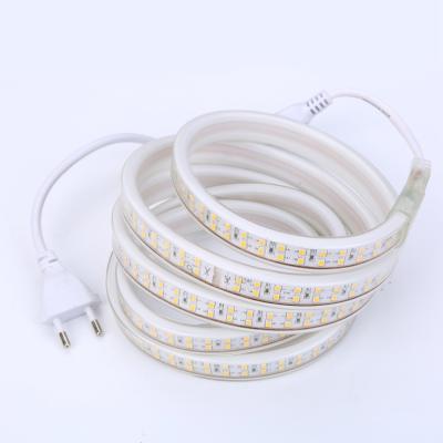 China LANDSCAPE 100m/lot 156led/m super bright 220V led strip SMD 2835 double row warm white white tiras led light waterproof+Eu power plug for sale