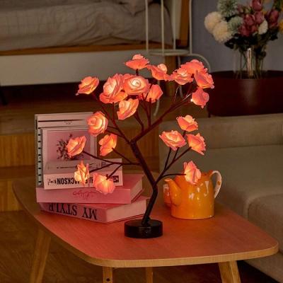 China Modern LED Table Lamp Rose Flower Tree Parties Valentine's Day Wedding Home Decoration Rose Flower Table Lighting Bedroom for sale