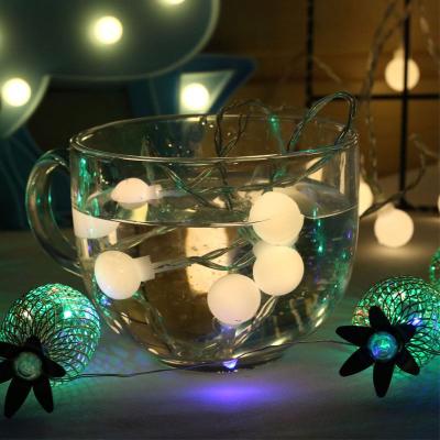 China Battery Box Style Cotton Balls String Fairy Lights For Christmas Light Holiday Decorative Light for sale