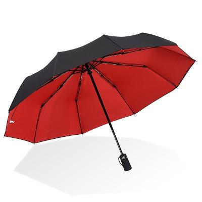 China Modern New design automatic umbrella with rustless fiberglass ribs Windproof Travel Umbrella Compact Folding umbrellas for sale