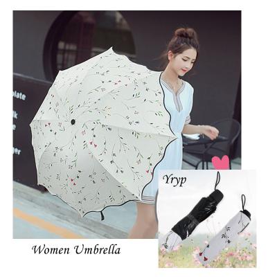 China Modern Portable flower folding umbrella female sun umbrella for both rain and shine protection manual women umbrella for sale