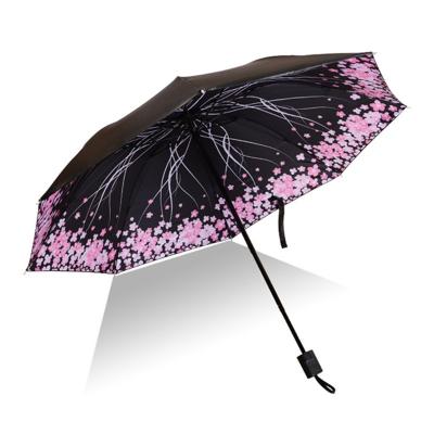 China Modern Factory Custom Umbrella With Logo Manual Folding Three 3 Umbrella UV Coating Windproof Umbrellas for sale