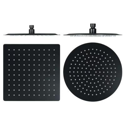 China 16/12/10/8 Inch Rainfall Shower Head Rain Shower BLACK Finish Ultra-thin Square Stainless Steel Round Without And Showerheads for sale