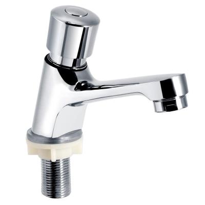 China Metered Faucets Bathroom Push Tap Faucet Plated Chrome Water Saving Delay Self Closing Sink Faucet For Kitchen Public Bathroom for sale