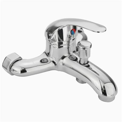 China Wall Mounted Hot Metered Bath Shower Basin Faucets Chrome Cold Water Spout Mixer Tap Divider Double Basin Faucets for sale