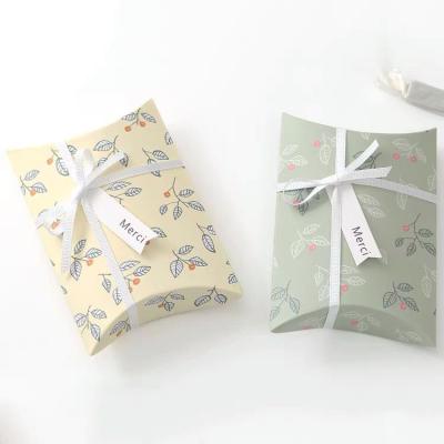 China Recycled Colored Recyclable Materials Custom Small Pillow Boxes With For Silk Underwear Scarf Perfume Pillow Box for sale