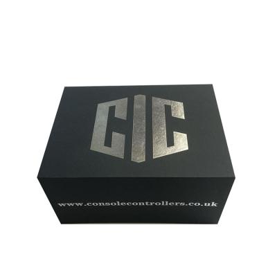 China Custom High Quality Recycled PS4 Controller, PS5 Game Black Packaging Materials Silver Foil Logo Game Box With Insert for sale