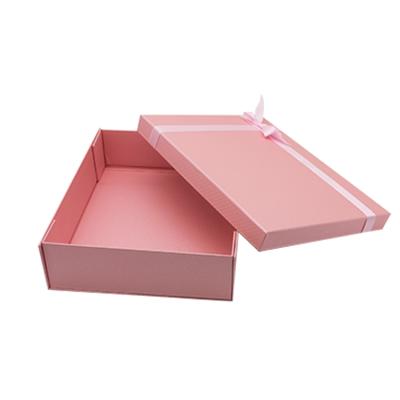 China Recycled Materials Lace Foldable Paper Box With Ribbon For Clothing And Shoes for sale