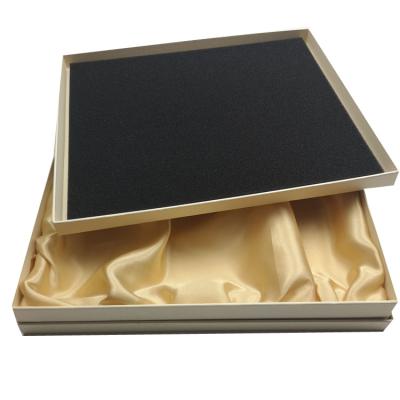 China Recycled Materials Logo Cardboard Packaging Box Custom Hot Stamping Empty Gift Satin Box for sale