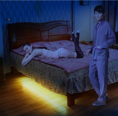 China SMD3528 Under Bed Night Light Motion Sensor 12V Smart Sensor Bed Lights 2 LED Strip 1.5M/pc WST-1800-2PIR for sale