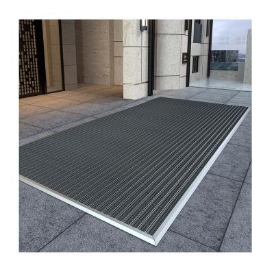 China ALLEVI Logo Floor Door Mat Custom Aluminum Alloy Non Slip Durable Floor Mat for Office Malls/Hospitals/Hotels for sale