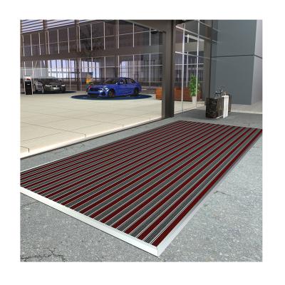 China ALLEVI Logo Floor Door Mat Custom Aluminum Alloy Non Slip Durable Floor Mat for Office Malls/Hospitals/Hotels for sale