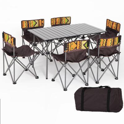 China Portable Oxford Cloth Set 7 Piece Group Folding Table And Chair Easy Carry Outdoor Camping Set for sale