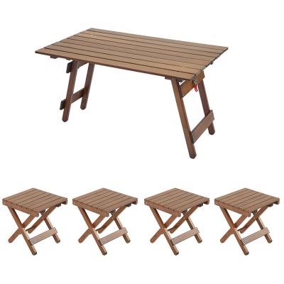 China Easy Carry Wood Dining Sets Leisure Square Furniture Folding Table And Chairs Outdoor Garden Sets for sale