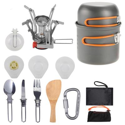 China Portable Outdoor Camping Portable Set Pot Combination People 1-2 Picnic Stove Cookware Set for sale