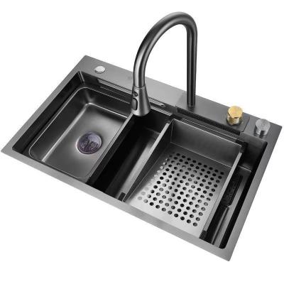 China Stylish Trend Nano SUS Countertop Undermount Farmhouse Ceramic Waterfall Kitchen Faucet for sale