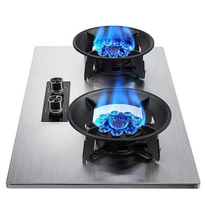 China Kitchen Cooking Appliance Tengao Metal Edging Table Top Knob Button Natural Gas / Double Burner Gas Stove for sale