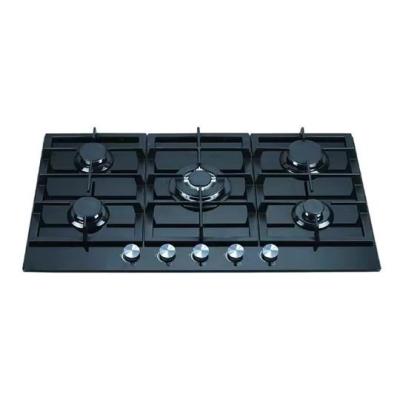 China 5 Burner Gas Cooktop with Automatic Ignition and Built in Tempered Glass Gas Stove for sale