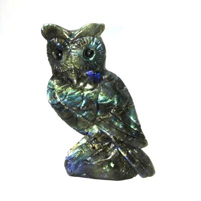 China China Natural Labradorite Quartz Crystal Carving Owl Crystal Carving For Crafts for sale