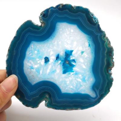 China China Wholesale High Quality Natural Blue Agate Slices Geode Dyed Coasters Mat Beverage Cup for sale