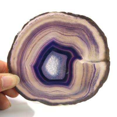 China Irregular China Druzy Gray Agate Geode Slice Polished Crystals Agate Cup Mat for sale