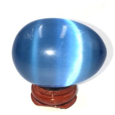 China Wholesale Blue Quartz Crystal Egg For Europe Cat Eye Stone Crystal Yoni Egg Massager for sale