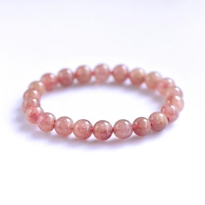 China Natural Quartz Crystal Precious Stretch Europe Strawberry Beaded Bracelet for sale