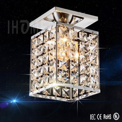 China Shiny Crystal / Metal Crystal Semi Flush Mount Ceiling Light Fixtures For Dining Room Bedroom Corridor for sale