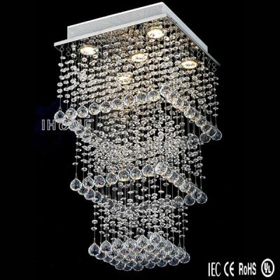 China Contemporary Rectangular Crystal Hot Selling Indoor 3Layers LED Ceiling Chandelier, Crystal Ceiling Lighting for sale