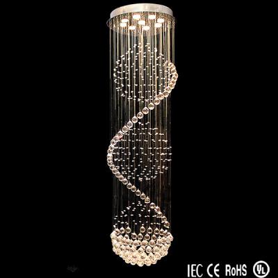 China Crystal Modern Large Crystal Ball Spiral Raindrop Hanging Crystal Chandelier for sale