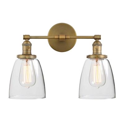 China Guangzhou Phansthy 2 Antique Industrial Wall Lamp Lights Wall Sconce Light with Double 5.6 Inch Dome Glass Shade (Antique) for sale