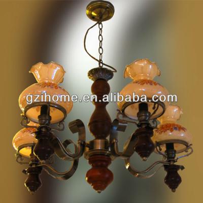 China Metals+glass+wood Antique Pendant Lamp/Antique Glass Pendant Lights (IH5008-5) for sale