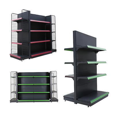 China 5 Tier Super Market Double Sided Display Shelving Durable Side Shelf Gray /white color /customized colors for sale