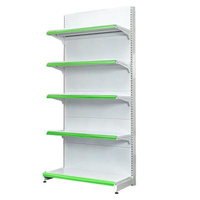 China 5 Layer Single Side Wholesale Supermarket Shelf CE Approved Metal Wall Gondola Single Sided Supermarket Product Shelf Retail Display Rack for sale