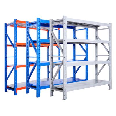 China Warehouse Storage System 4 Tier 500 Kg /Shelf Heavy Duty Industrial Adjustable Garage Storage Shelving Warehouse Racks Metal Unit for sale