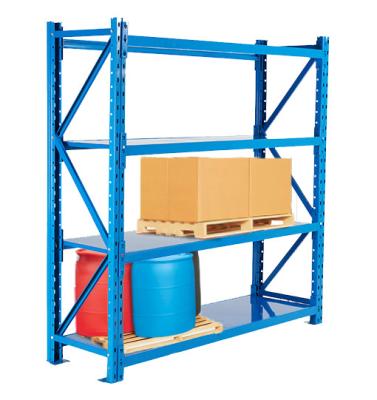 China Corrosion Protection Heavy Duty Adjustable Pallet Rack Starter Unit with Steel Backers, Industrial Shelving for Warehouse in Orange and Blue for sale