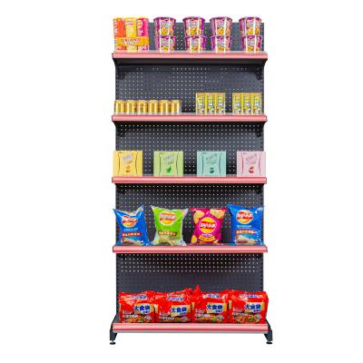 China Single Sided Adjustable Metal Supermarket Display Rack Shelves For Retail Shop And Pharmacy Stores Gondola Shelving for sale