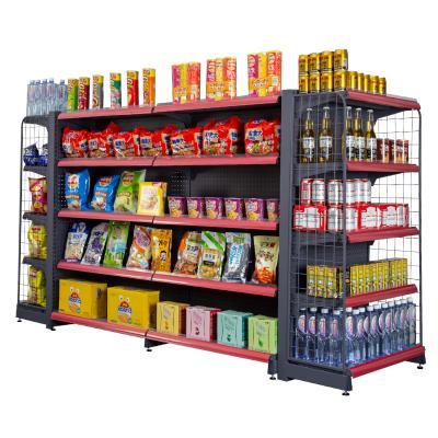 China 5 Tier Combo Double Sided Supermarket Gondola Adjustable Shelving Display For Convenience And Retail Stores for sale