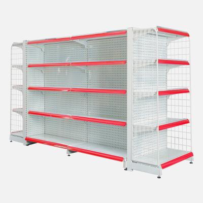 China Commercial double sided gondola combination shelving display units with 5 adjustable rows for retail stores and grocery stores for sale